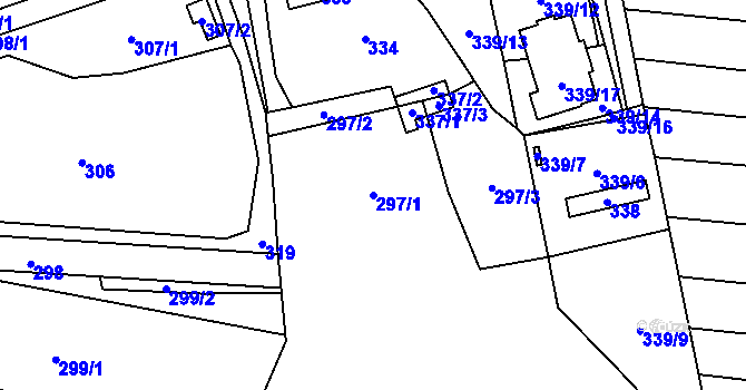 Parcela st. 297/1 v KÚ Rajhrad, Katastrální mapa