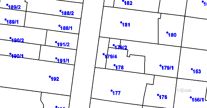Parcela st. 179/4 v KÚ Rajhrad, Katastrální mapa