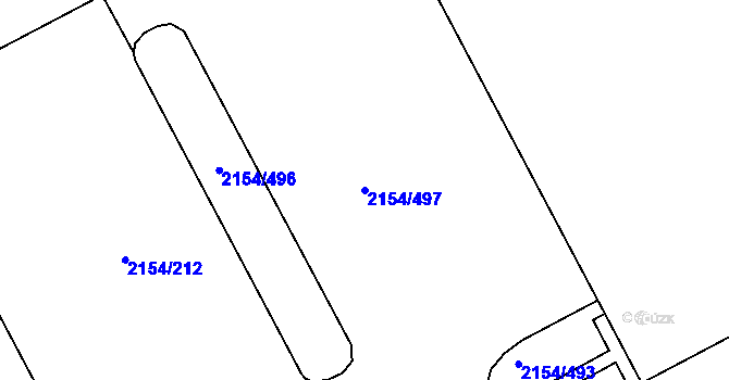 Parcela st. 2154/497 v KÚ Rajhrad, Katastrální mapa