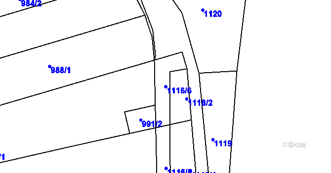 Parcela st. 1116/6 v KÚ Rajhrad, Katastrální mapa