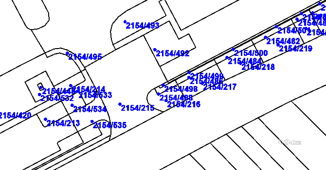 Parcela st. 2154/498 v KÚ Rajhrad, Katastrální mapa
