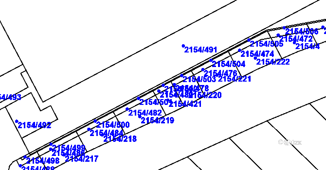 Parcela st. 2154/502 v KÚ Rajhrad, Katastrální mapa