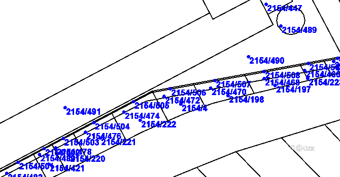 Parcela st. 2154/506 v KÚ Rajhrad, Katastrální mapa