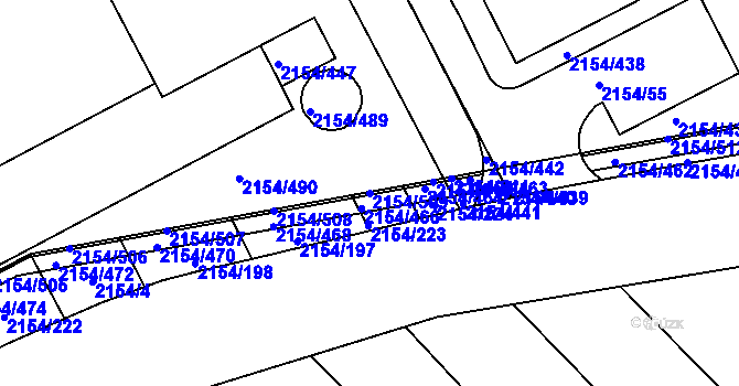 Parcela st. 2154/509 v KÚ Rajhrad, Katastrální mapa