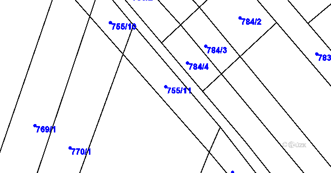 Parcela st. 755/11 v KÚ Rajhrad, Katastrální mapa