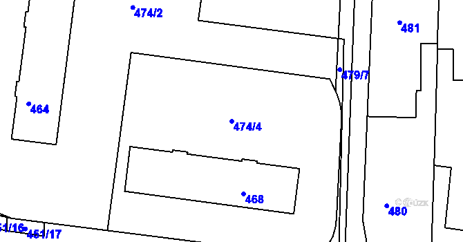 Parcela st. 474/4 v KÚ Rajhrad, Katastrální mapa