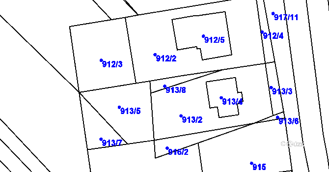 Parcela st. 913/8 v KÚ Rajhrad, Katastrální mapa