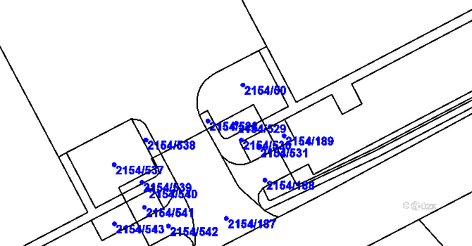 Parcela st. 2154/529 v KÚ Rajhrad, Katastrální mapa