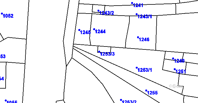 Parcela st. 1253/3 v KÚ Rajhrad, Katastrální mapa