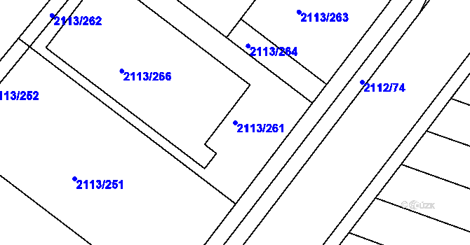 Parcela st. 2113/261 v KÚ Rajhrad, Katastrální mapa