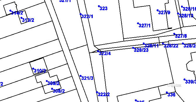 Parcela st. 322/4 v KÚ Rajhrad, Katastrální mapa