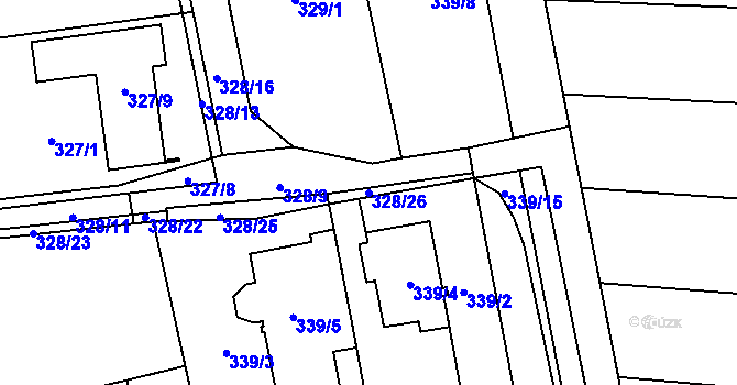 Parcela st. 328/26 v KÚ Rajhrad, Katastrální mapa