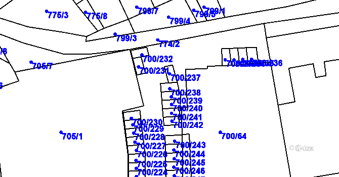 Parcela st. 700/238 v KÚ Rajhrad, Katastrální mapa