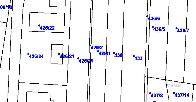 Parcela st. 429/1 v KÚ Rajhrad, Katastrální mapa
