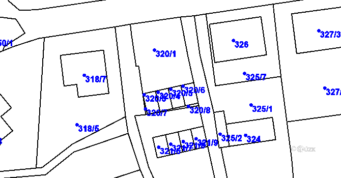 Parcela st. 320/5 v KÚ Rajhrad, Katastrální mapa