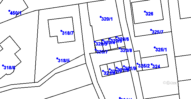Parcela st. 320/7 v KÚ Rajhrad, Katastrální mapa