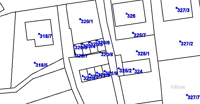Parcela st. 320/8 v KÚ Rajhrad, Katastrální mapa