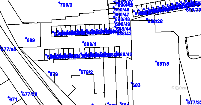 Parcela st. 688/39 v KÚ Rajhrad, Katastrální mapa