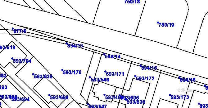 Parcela st. 594/14 v KÚ Rajhrad, Katastrální mapa