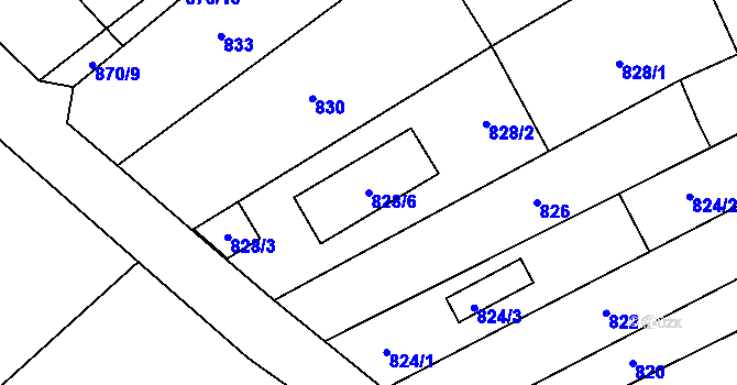 Parcela st. 828/6 v KÚ Rajhrad, Katastrální mapa