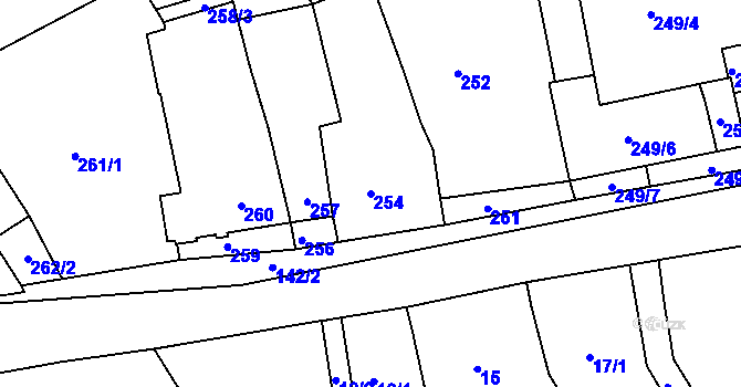 Parcela st. 254 v KÚ Otmarov, Katastrální mapa