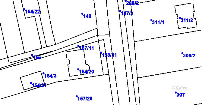 Parcela st. 158/11 v KÚ Otmarov, Katastrální mapa