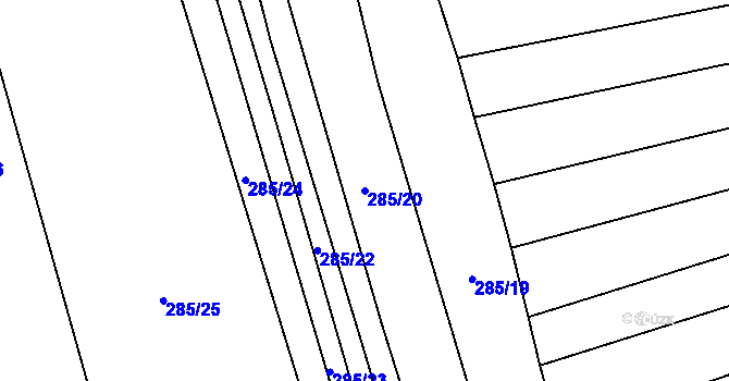 Parcela st. 285/20 v KÚ Otmarov, Katastrální mapa