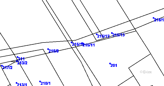Parcela st. 215/11 v KÚ Otmarov, Katastrální mapa