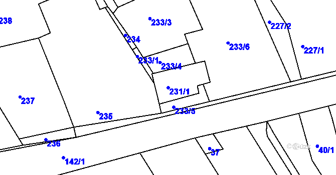 Parcela st. 231/1 v KÚ Otmarov, Katastrální mapa