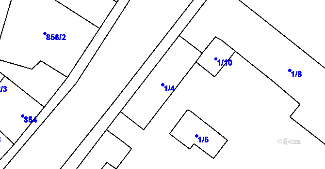 Parcela st. 1/4 v KÚ Rajhradice, Katastrální mapa
