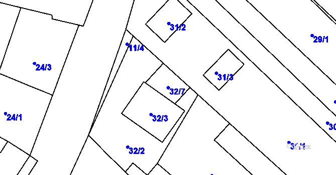 Parcela st. 32/7 v KÚ Rajhradice, Katastrální mapa