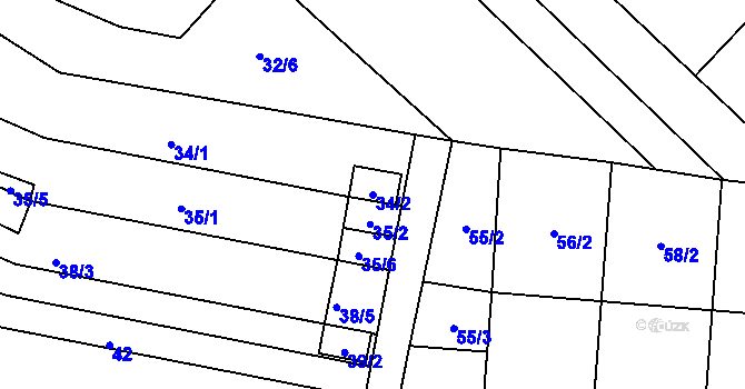 Parcela st. 34/2 v KÚ Rajhradice, Katastrální mapa