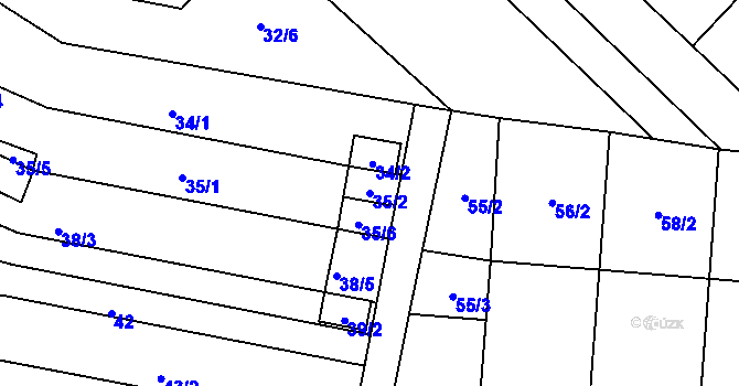 Parcela st. 35/2 v KÚ Rajhradice, Katastrální mapa