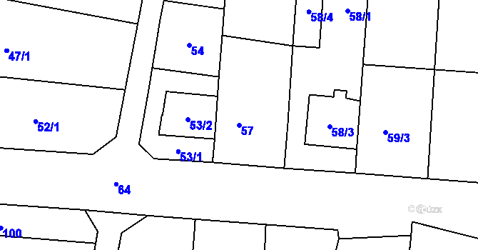 Parcela st. 57 v KÚ Rajhradice, Katastrální mapa