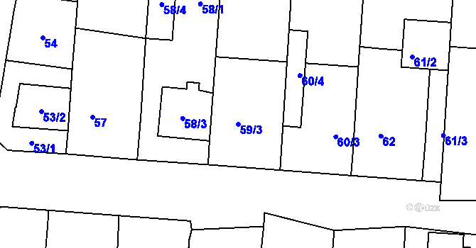 Parcela st. 59/3 v KÚ Rajhradice, Katastrální mapa