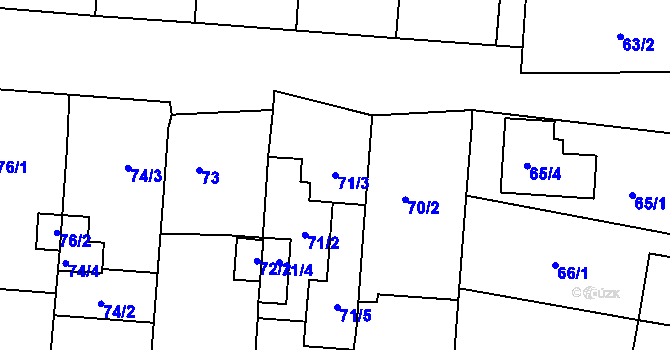 Parcela st. 71/3 v KÚ Rajhradice, Katastrální mapa
