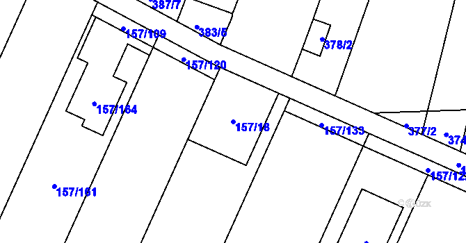 Parcela st. 157/18 v KÚ Rajhradice, Katastrální mapa