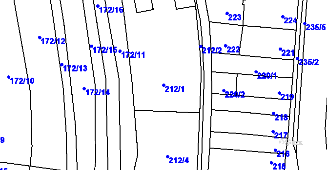 Parcela st. 212/1 v KÚ Rajhradice, Katastrální mapa