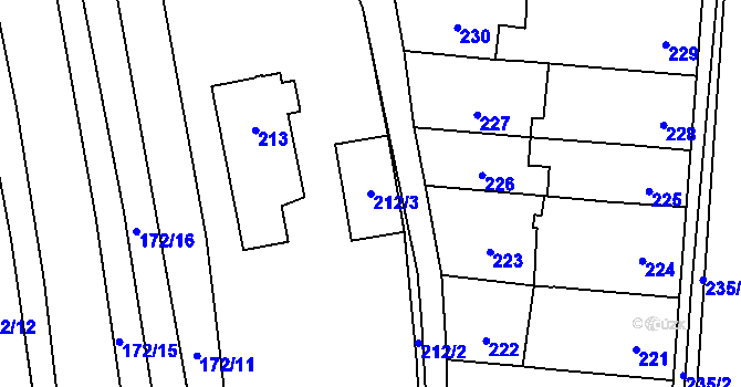 Parcela st. 212/3 v KÚ Rajhradice, Katastrální mapa