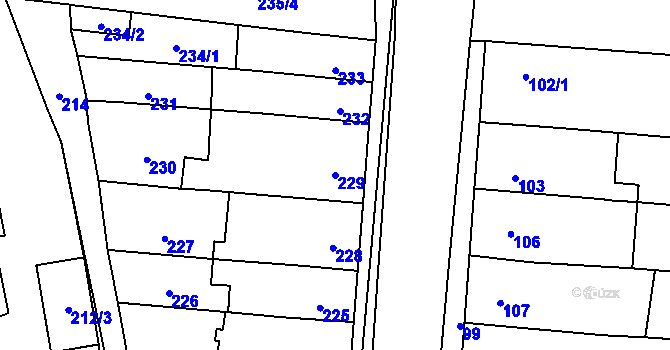 Parcela st. 229 v KÚ Rajhradice, Katastrální mapa