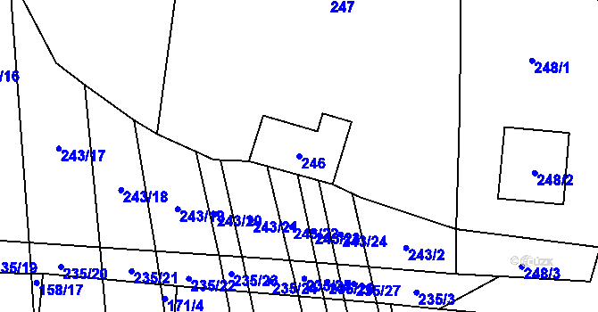 Parcela st. 246 v KÚ Rajhradice, Katastrální mapa