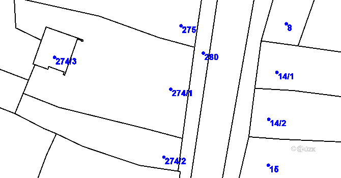 Parcela st. 274/1 v KÚ Rajhradice, Katastrální mapa