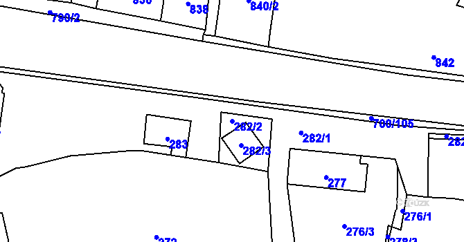Parcela st. 282/2 v KÚ Rajhradice, Katastrální mapa