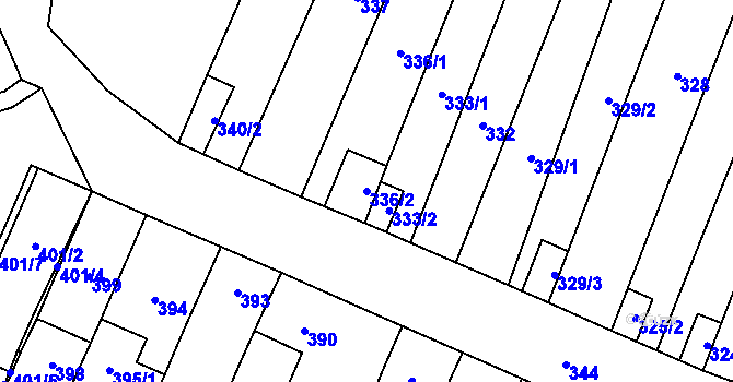 Parcela st. 336/2 v KÚ Rajhradice, Katastrální mapa