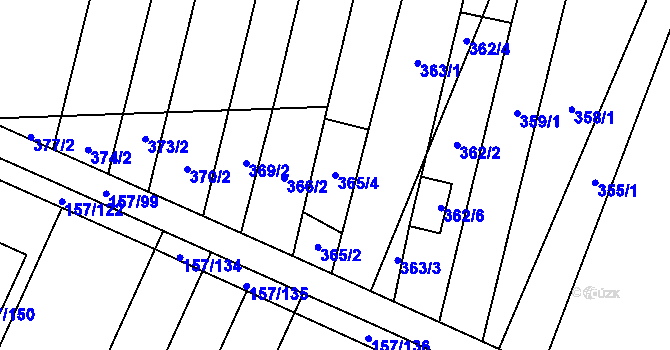 Parcela st. 365/4 v KÚ Rajhradice, Katastrální mapa