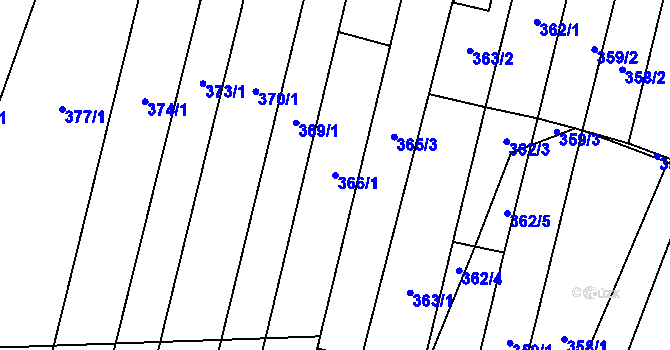 Parcela st. 366/1 v KÚ Rajhradice, Katastrální mapa