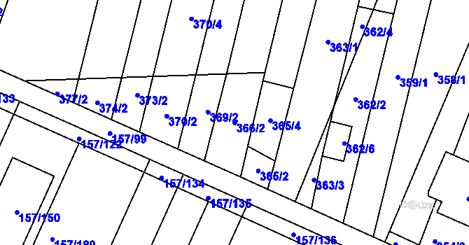 Parcela st. 366/2 v KÚ Rajhradice, Katastrální mapa