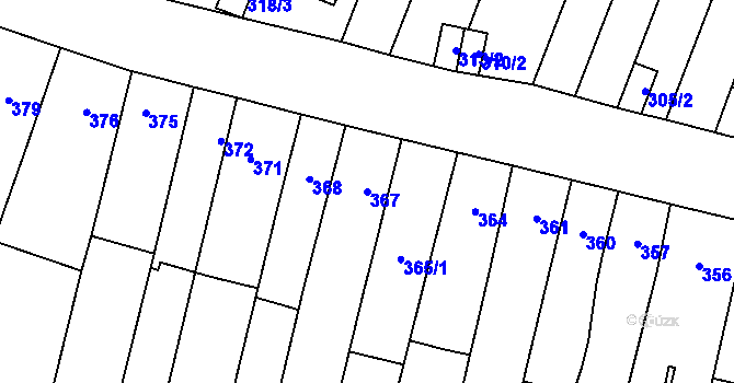 Parcela st. 367 v KÚ Rajhradice, Katastrální mapa