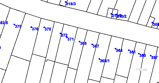 Parcela st. 368 v KÚ Rajhradice, Katastrální mapa