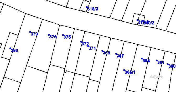Parcela st. 371 v KÚ Rajhradice, Katastrální mapa